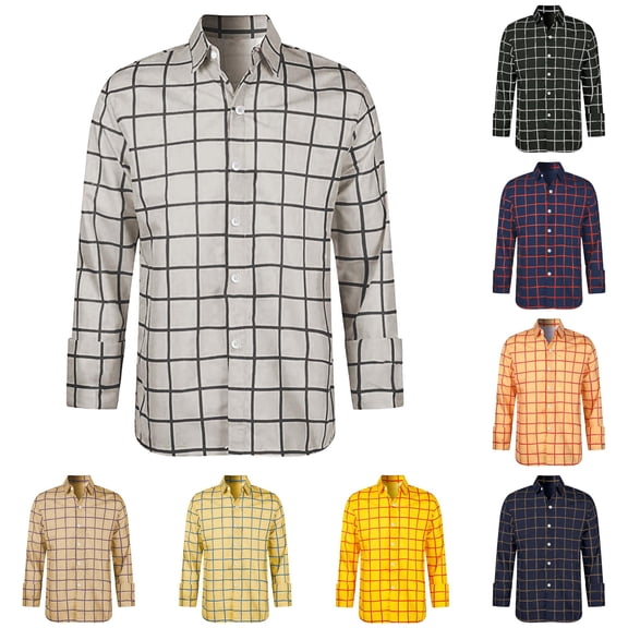 OSOLU Boys Shirt Long Sleeve Turndown Collar Grid Plaid Button Front Soft Kids Spring Fall Casual Layering Tops Green