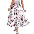 thumbnail image 5 of longantii Womens Casual Lightweight Outfits A Line Flowy Ruffled Hem Midi Skirt Drawstring Elastic Waist Skirts with Pockets White L, 5 of 7