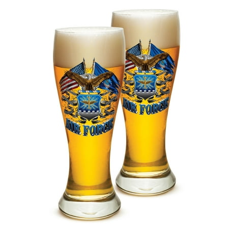 - Pilsner US Air Force Gifts for Men or Women – USAF Beer Glassware – Double Flag Air Force Barware Glasses - Set of 12 (23 Oz)
