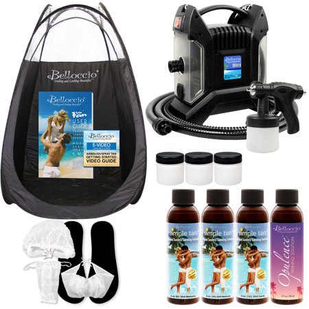 ULTRA PRO QC Sunless Airbrush SPRAY TANNING SYSTEM 4 Simple Tan Solutions (Best Airbrush Tanning Solution)