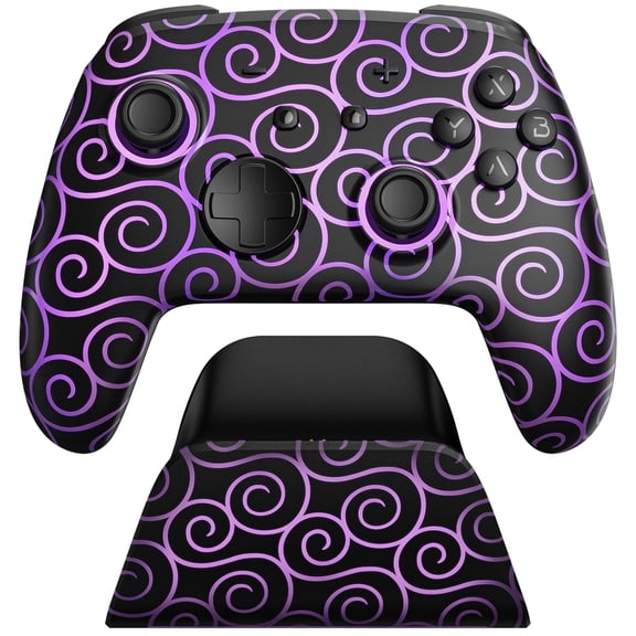 FUNLAB Wireless Pro Controller for Switch 2/Lite/OLED with Charging Dock, RGB Hall Effect Gamepad, Dual Shock & Motion Control - Purple