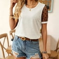 thumbnail image 7 of Zulora Women's Lace Sleeve Blouse Crew Neck Casual Elegant Office Work Top, 7 of 7