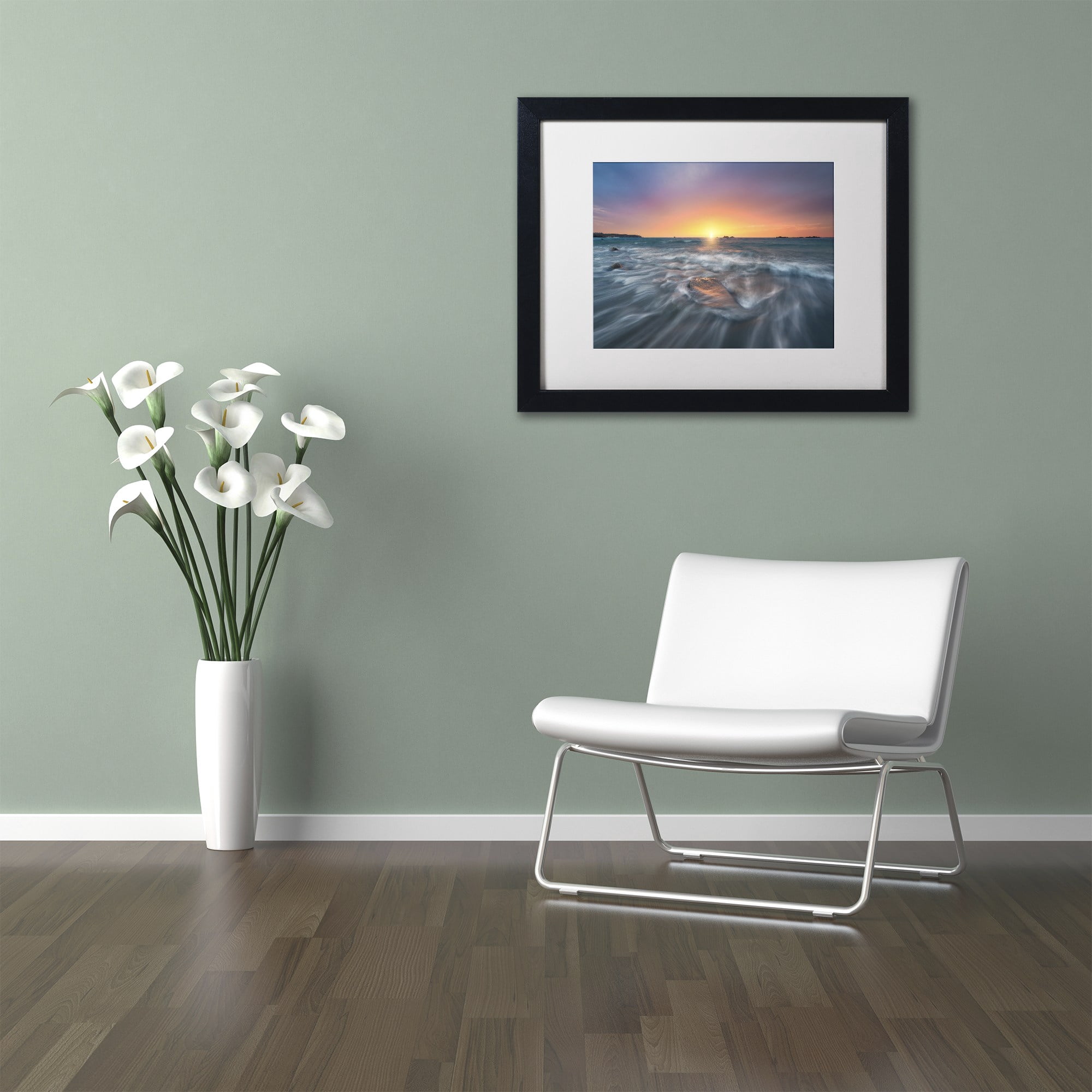 Trademark Fine Art 'Oceanic Poetry' Canvas Art by Mathieu Rivrin, White Matte, Black Frame