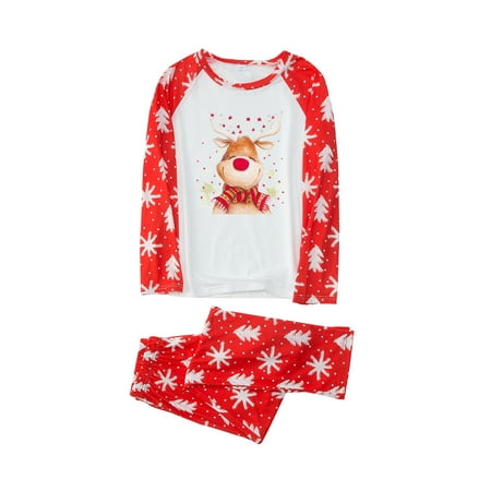 

REORIAFEE Christmas Family Matching Sets Christmas Pajamas for Women Men Adult and Couples Long Sleeve Trousers Two-Piece Set Mom XXL