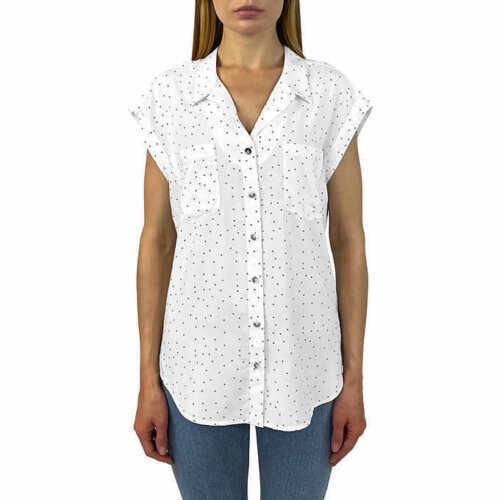 Jachs Girlfriend Womens Printed Button Up Blouse