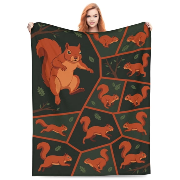 Squirrel Blanket, Cute Squirrel Throw Blanket, Soft Warm Cozy Flannel Blanket for Sofa Couch Bed, Home Decor 50x40