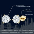 thumbnail image 2 of Gem Stone King Solid 14K Yellow Gold Round White Moissanite Martini 3 Prong Secure Screw-Backs Stud Earrings for Women Men (1.50 Cttw, Round 6MM), 2 of 7