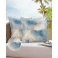 thumbnail image 6 of Pack of 2 Outdoor Pillow Covers, Marble with Gold Lines Pink Blue Gradient Texture Waterproof Square Throw Pillowcase Cushion Decorative Pillow Covers for Couch Patio Tent, 18x18 in, 6 of 6