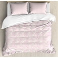 thumbnail image 1 of Easter Bunny Duvet Cover Set King Size, Super Adorable Cute Baby Bunnies Ribbons Chevron Background Pastel Tone, 3 Piece Bedding Set with 2 Pillow Shams, Baby Pink Ivory, by Ambesonne, 1 of 3