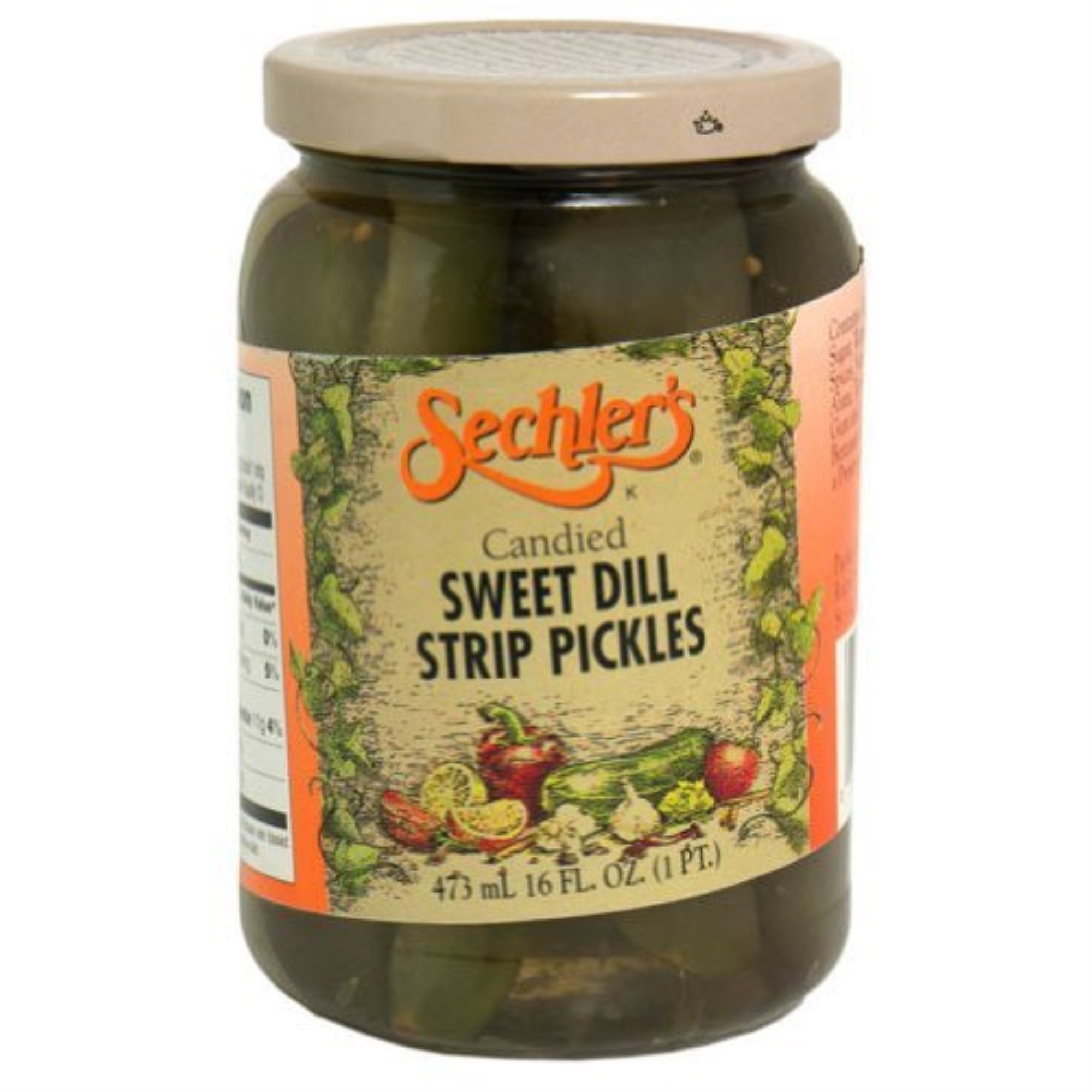 SECHLERS, PICKLE CANDIED SWT DILL STRIP, 16 OZ, (Pack of 6)