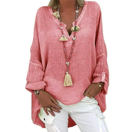 

Shirt Casual Women Blouse Solid Top V neck Loose Size Sleeve Plus Long Color Women s Blouse Tech Sleeve under Scrub Women Long Sleeve Shirts