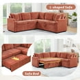 thumbnail image 4 of Harper & Bright Designs Sectional Sofa with Pull Out Bed, Convertible Sofa Sleeper with Storage, Chenille L-shaped Sectional Sofa for Living Room, Orange, 4 of 19