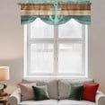 thumbnail image 4 of Blue Anchor Tie Up Window Valance Turquoise Brown Wood Grain Retro Strip Tie-up Valance for Kitchen Windows Adjustable Small Curtain Balloon Shades for Kitchen Bathroom Cafe 60x18inch, 4 of 9