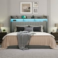 thumbnail image 6 of Amolife King Hydraulic Lift-Up Storage Bed Frame, LED Headboard with Fast Charging (USB/Type-C), 2-Tier Shelves & Velvet Upholstered, Gray, 6 of 13