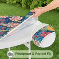 thumbnail image 5 of 44Inch Elastic Round Tablecloth, Fitted Stretch Spillproof Cover with Boho Floral Print for 38"-42" Tables, 5 of 7