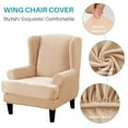 thumbnail image 5 of TOPCHANCES 2-Piece Stretch Velvet Fabric Wing Chair Cover Wingback Armchair Slipcovers（Beige）, 5 of 10