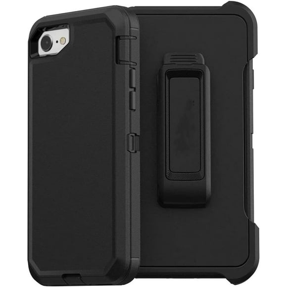 GFDYREE Phone Case Compatible with iPhone SE, Compatible with Defender Case for iPhone 8/ iPhone 7/ iPhone SE Multi-Layer Durable Phone Case with Belt Clip Shock Absorption- Black