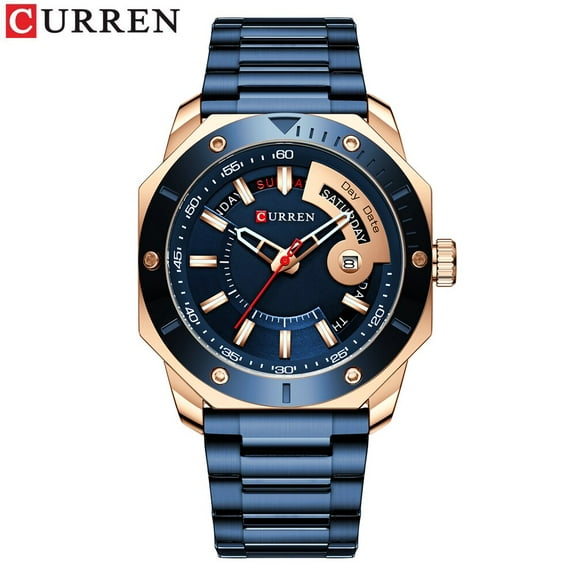 CURREN Fashion Stainless Steel Men Quartz Wristwatch Original Luxury Business Watches with Date Week reloj hombre