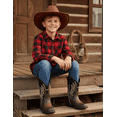thumbnail image 6 of PatPat Size 1 Black Boys Cowboy Boots,Square Toe Mid Calf Embroidered Cowboy Boots for Big Kid Western Riding Shoes, 6 of 7