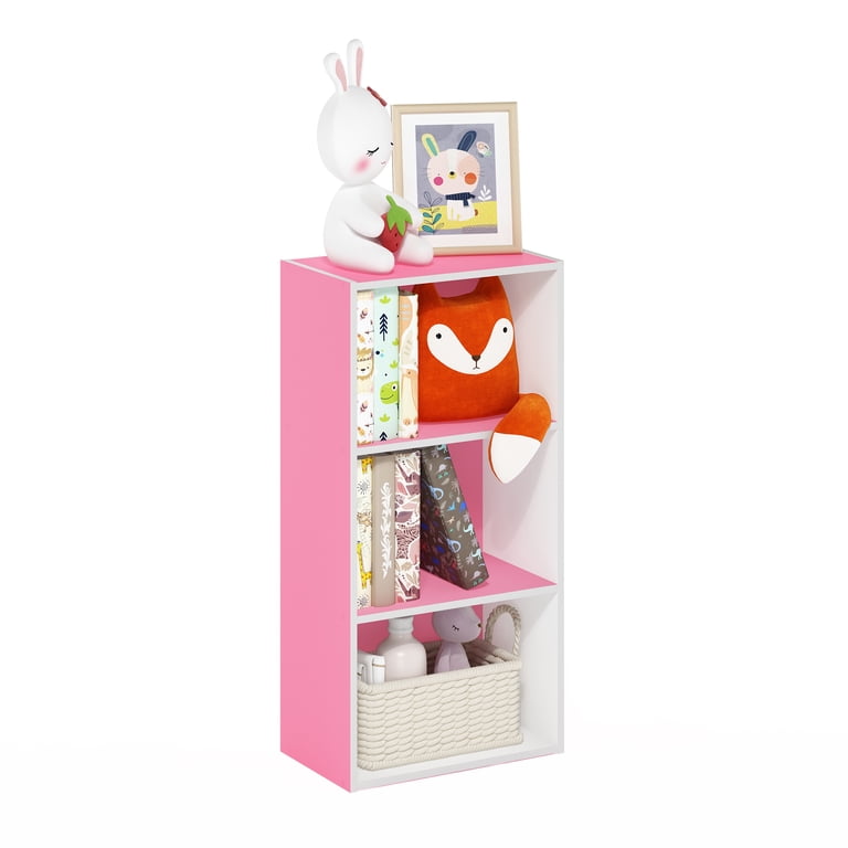 Furinno Luder 3-Tier Open Shelf Bookcase, Pink photo 2