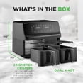 thumbnail image 5 of Nutrichef Double Basket Air Fryer 8.8 QT | Family Size Oil Free Airfryer with Transparent Window | 9-1 Preset Cooking Options | 360° Hot Air Circulation Technology | 4.4 QTs per Basket | Black, 5 of 5
