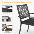 thumbnail image 4 of Dovov 3 Piece Outdoor Bistro Set, Outdoor Patio Furniture Sets w/ 2 Stacking Chairs and Side Table, Modern Patio Table and Chairs with Cushion, Black, 4 of 11