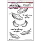 Dina Wakley Media Cling Stamps - Scribbly Flowers & Insects 6x9 Inch Rubber Stamp Sheet