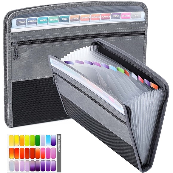 Carpeta de archivos A4 con 13 compartimentos, carpeta de plástico A4 con cremallera para guardar papel, carpetas de archivos para guardar documentos en la oficina, el hogar y la biblioteca.