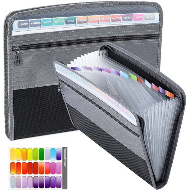Carpeta de archivos A4 con 13 compartimentos, carpeta de plástico A4 con cremallera para guardar papel, carpetas de archivos para guardar documentos en la oficina, el hogar y la biblioteca.