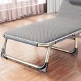 thumbnail image 4 of Lit Pliant une Personne Lit Pliant Chaise de Camping Lit Simple Fauteuil Inclinable Lit Pliant une Personne Chaise Longue Inclinable Pliante pour Camping Pause Déjeuner au Bureau Extérieur Urgence, 4 of 8