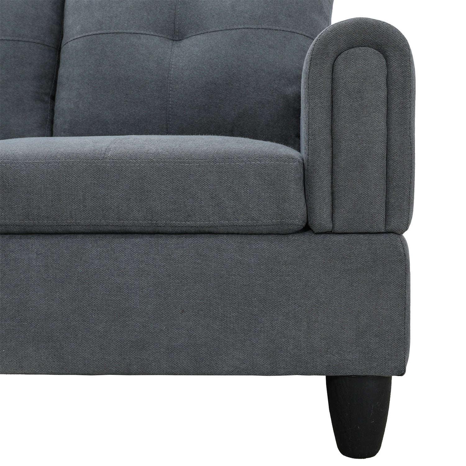 Hommoo L Shaped Couch Set Sectional Sofa Set, Flannel Living Room Furniture Sets, 4-Seat Couches and Sofa Set for Home, Apartment, Dorm, Dark Gray(No Ottoman)