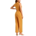thumbnail image 3 of INSPIRE CHIC Women's Sleeveless Shawl Collar Office Belted Cropped Jumpsuit Romper XL Yellow, 3 of 5