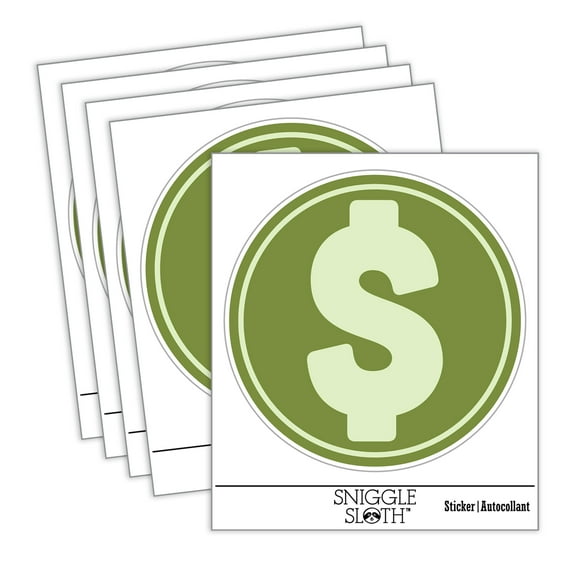 Dollar Sign Money in Circle Car Window Bumper Water Bottle Phone Tablet Laptop Waterproof Vinyl Decal Sticker Set 5-Pack - Gloss Finish - 2.0"