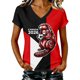 thumbnail image 2 of Women's Football Graphic T-Shirt,V-Neck Short Sleeve Graphic Print T-Shirt, Lightweight Summer Casual Soft Top for Everyday Wear for Soccer Tournament 2026 Deep Red Size: L, 2 of 4