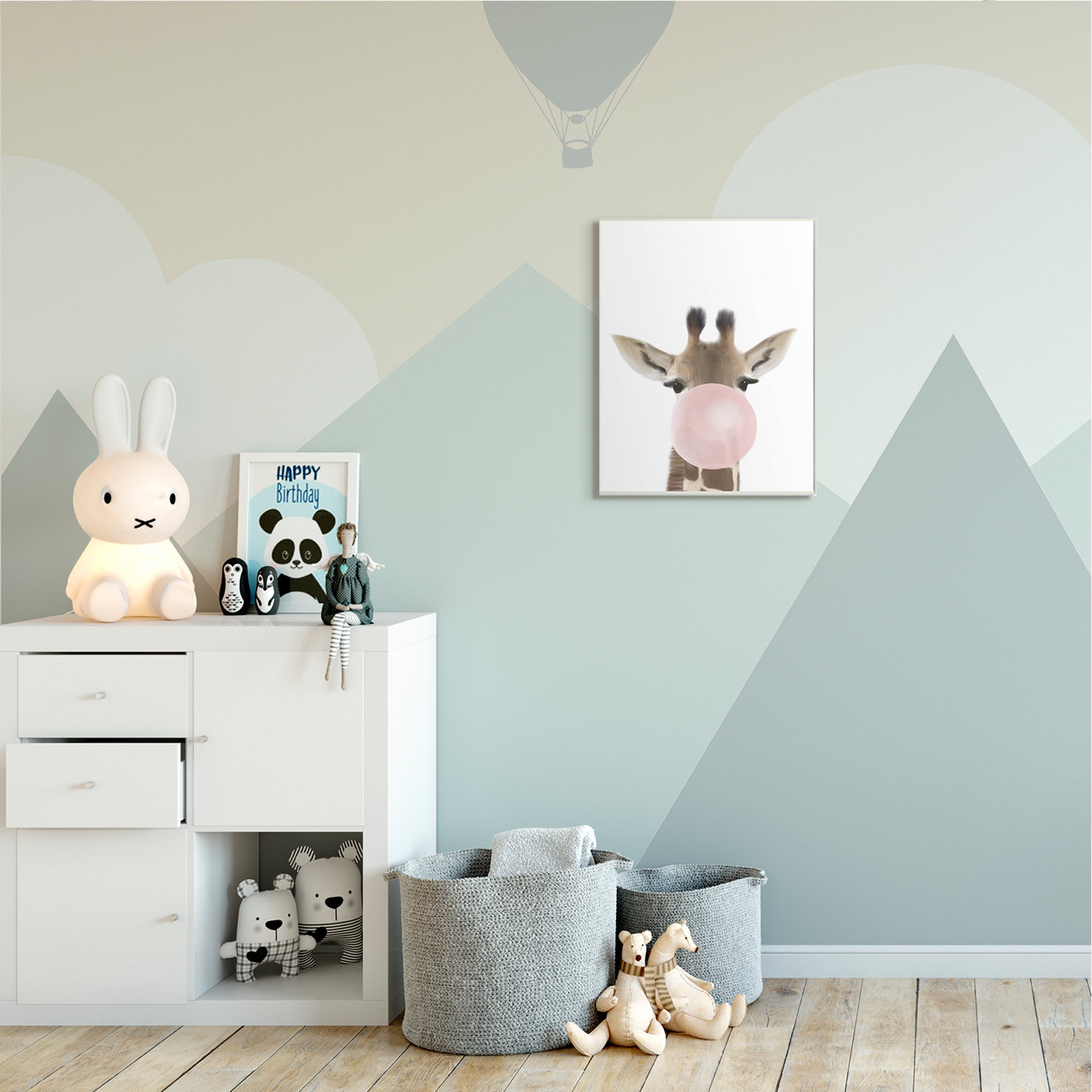 Stupell Industries Baby Giraffe with Pink Bubble Gum Safari Animal Wall Plaque, 13 x 19, Design by Leah Straatsma