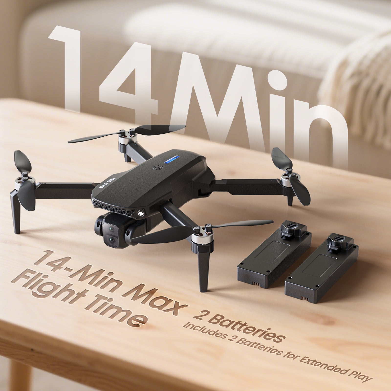 Wefone F88 Drone with Camera for Kids and Adults, Brushless Motor, Gesture Control, Optical Flow Positioning, Foldable Design, 2 Batteries, Black