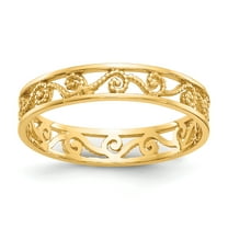 14k Yellow Gold Polished & Textured Filigree Women's Ring Band