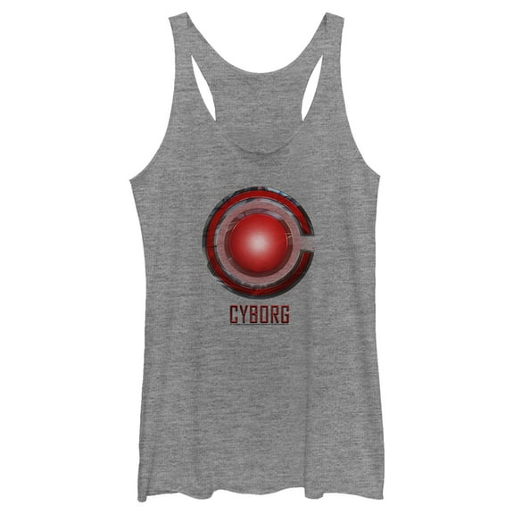 Women's Zack Snyder Justice League Cyborg Logo  Racerback Tank Top Gray Heather Medium