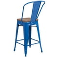 thumbnail image 5 of Flash Furniture 4 Pk. 24" High Blue Metal Counter Height Stool with Back and Wood Seat, 5 of 8