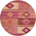 thumbnail image 2 of Addison Rugs Dream Shag Premium Machine Washable Transitional Aztec Pink Round Rug, 8' x 8', 2 of 8