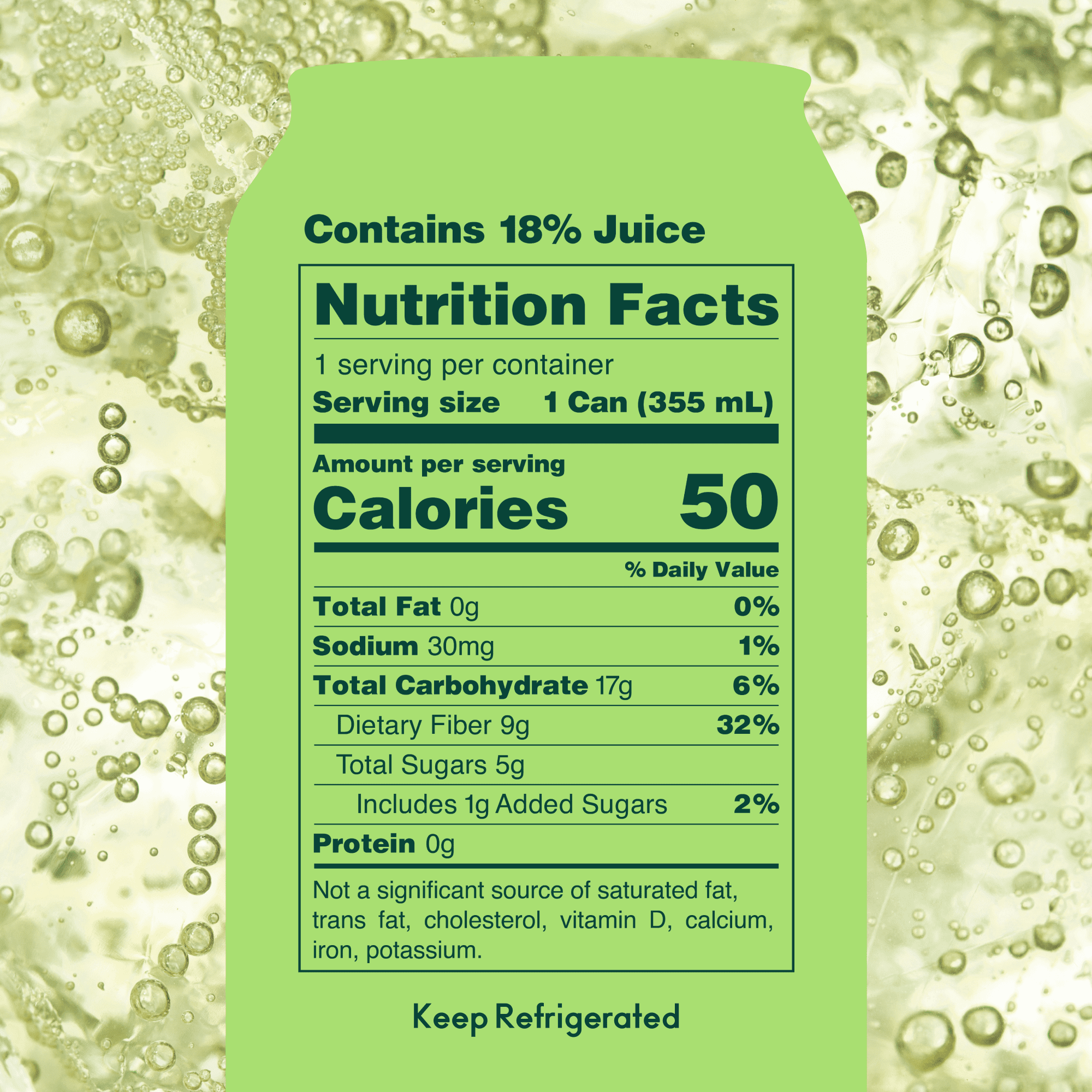 OLIPOP 9g Fiber Prebiotic Soda, Lemon Lime, 12 fl oz, Single, Refrigerated