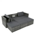 thumbnail image 2 of 5 Set Outdoor Patio Furniture Set, Wicker Outdoor Patio Conversation Set Rattan Sectional Sofa Set with Storage Table for Garden, Balcony, Lawn, Grey, 2 of 9