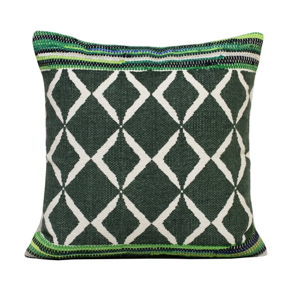Ox Bay Naomi 20" x 20" Green/Ivory Geometric Cotton Blend Adult Decorative Throw Pillow