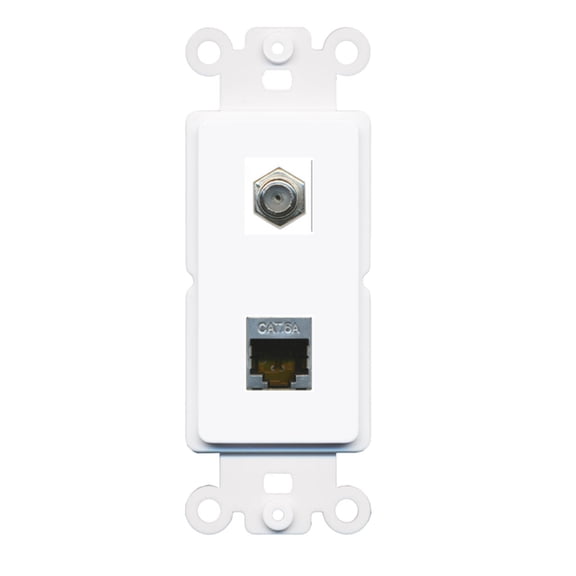 RiteAV Coax Cat6A Shielded Wall Plate Insert White
