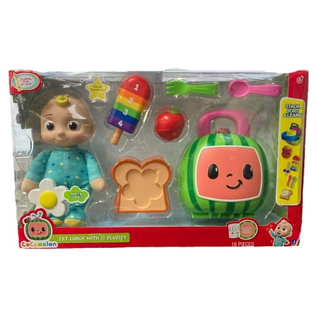 Jazwares CoComelon Eat Lunch with JJ Playset, 16 Pieces, Includes Plush, Doll Playsets