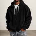 thumbnail image 2 of WULMLEO Waffle Knit Hoodies for Men Full Zip Drawstring Hooded Sweatshirts with Pocket Lightweight Loose Fit Athletic Jackets Black 3XL, 2 of 5