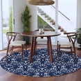thumbnail image 4 of Round Area Rug 5 Ft, Navy Blue Spring Floral Washable Non-Slip Circle Carpet for Living Room/Bedroom, Modern Abstract Art Farmhouse Low-Profile Runner Mats Collection Rugs for Indoor, 4 of 7