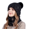 thumbnail image 1 of Adult Warm Hat Bib Two Piece Set Knitted Woolen Ear Protector for Outdoor Riding Winter Accessories, 1 of 4