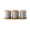thumbnail image 1 of European Style Sugar Bowl With Lid, Ceramic Sugar Pot, Non-slip Coffee Accessories, Solid Color Sugar Pourer, Kitchen Storage-Grey 3 Set-300ml, 1 of 9