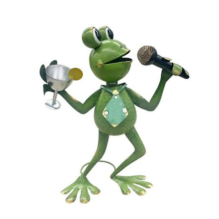 Continental Art Center 24023D Karaoke Singing Frog Garden Statue Metal Animal Outdoor Yard Art Sculpture Garden Decoration